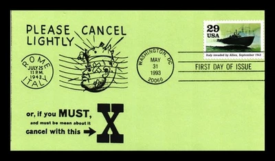 DR JIM STAMPS US CARD WWII ITALY INVADED BY ALLIES FIRST DAY ISSUE 8 OF 15 - Image 1 of 2