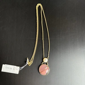 Neu mit Etikett Sole Society 16 Zoll Gold Kettenglied Halskette mit rosa Edelstein Anhänger - Bild 1 von 7