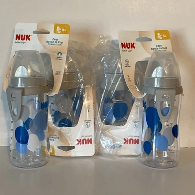 4 New Nuk Active Sippy Cup 8M+ Silicone Soft Spout Bottle to Cup Transition 10oz - Image 1 of 4