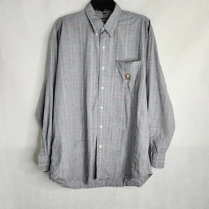 Vintage 90s Chaps Ralph Lauren Mens Large Glen Plaid Button Down Shirt Crest - Bild 1 von 18