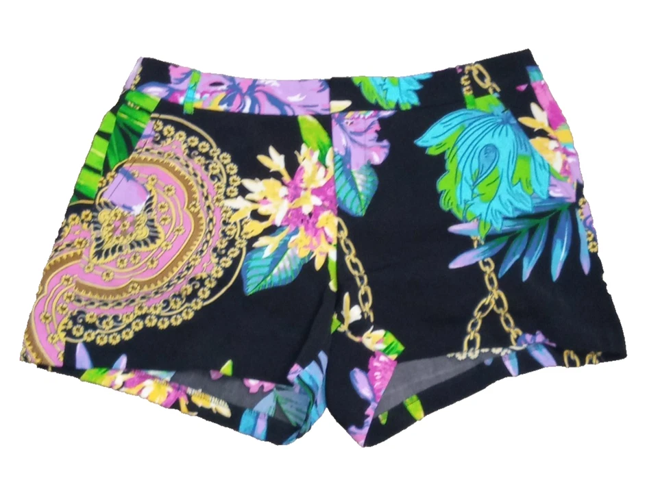 Pantalones Cortos Jennifer Lopez Negro Tropical Colorido Talla 4 Foto 1 de 4