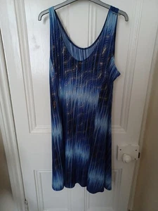 LADIES BLUE/GOLD FIT/FLARE DRESS SZ SML XXXL GUIDE 16 SEE PICS - Picture 1 of 4