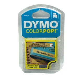 Nastro per etichette Dymo Colorpop oro glitter 12 mm x 3 m 1/2 pollice x 10 piedi - Foto 1 di 3
