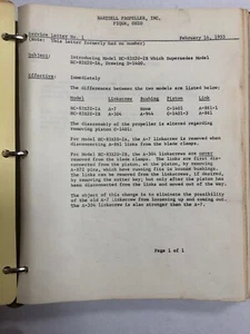 Hartzell Propellers Service Letters and Service Bulletins 1955 Thru 1976. - Picture 1 of 12