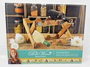 The Pioneer Woman Spring Bouquet 13.9 inch Acacia Wood Wine Rack - Picture 1 of 5
