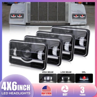 4 faros LED de haz DRL de 4x6"" aprobados por el DOT para Peterbilt Kenworth Freightliner Foto 1 de 4