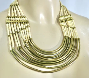 Vintage Handmade Brass bib Beaded African Necklace - Picture 1 of 6