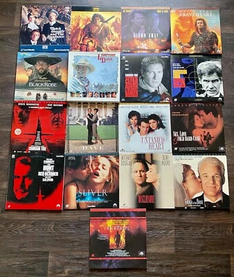 Laser Disc Lot of 17 Movie Vtg Harrison Ford Mel Gibson Denzel Washington Vinyl  - Image 1 of 4