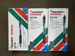 SKILCRAFT Zebra Medium Point Retractable Gel Pen 0.7 |Green Gel 12 Pack Lot of 3 - Picture 1 of 1