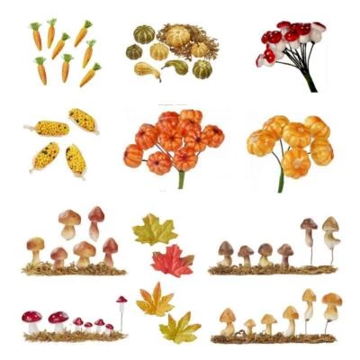 Miniatur- Herbst-Deko 1-5 cm, Kürbisse Pilze Mais Blätter Früchte Wichtel - Bild 1 von 4