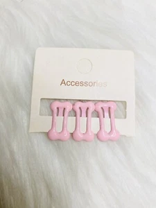 Mini Hair Clip Y2K Hairpin Barrette Bobby Pin Metal Snap Side Clip 3pc Pink - Picture 1 of 2