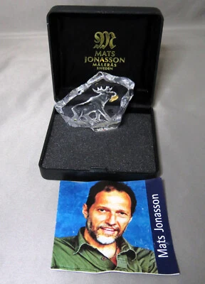 PISAPAPELES ARTE VIDRIO FIRMADO ESCULTURA ALCE JONASSON PILTERAS ORIGINALES NUEVO DE STOCK Foto 1 de 4