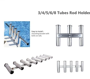 3/4/5/6/8 Tubes Fishing Rod Holder Stainless Steel Side Mount for Boat/Truck RV - Picture 1 of 40