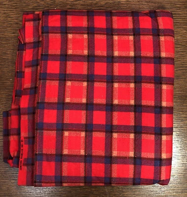 Vintage Concord Fabric Red and Blue Plaid Brushed Cotton 44" Wide x 7.5 Yards - Image 1 of 4