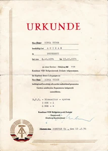 East Germany, D.D.R., 1976, Kombinat VEB Meßgerätewerk Zwönitz - Urkunde Diploma - Picture 1 of 2