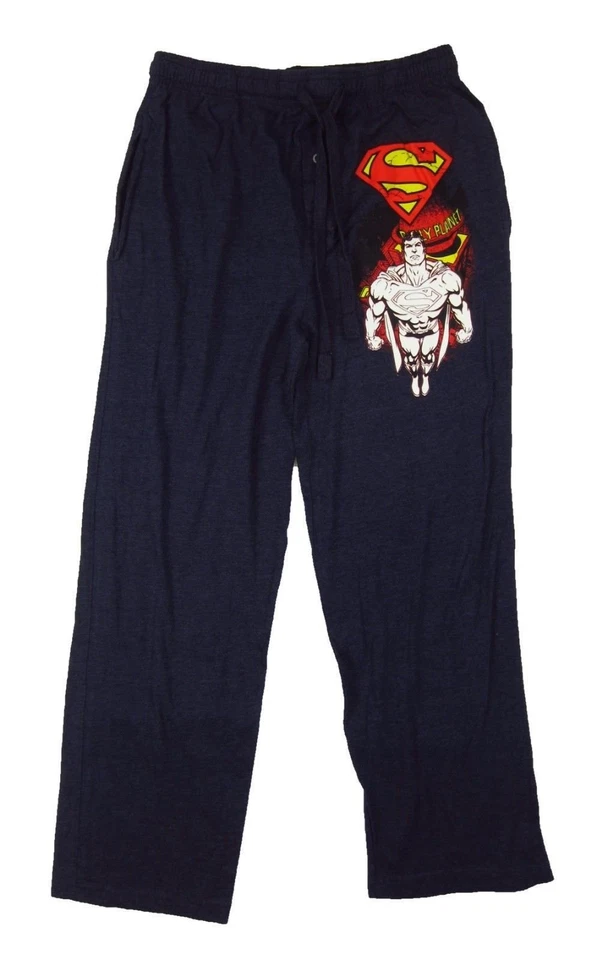Pantalones de salón pijama azul jaspeado DC Comics Superman Daily Planet para hombre y mujer Foto 1 de 1