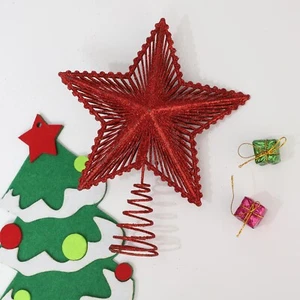 Iron Christmas Tree Openwork Star Pentagram Glitter Spring Topper Ornament Decor - Picture 1 of 40