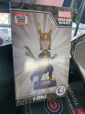 2023 MARVEL SUPER HERO Chicago Cubs Loki Bobblehead SGA July 18 IN HAND Cover