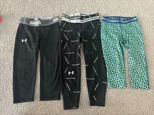 Under Armour Size Small Girls Crop & Capri Leggings Lot Of 3 - Picture 1 of 8
