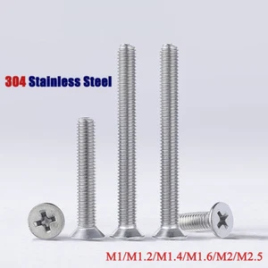M1/M1.2...-M2.5 Phillips Countersunk Screw Flat Head Bolts 304 Stainless Steel  - Picture 1 of 77
