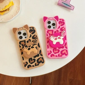 For iPhone 16 15 14 Pro Max Phone Case Cover Cute Silicone Leopard Cartoon Funny - Picture 1 of 18
