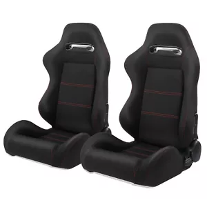 2pcs Left Right Reclinable Sports Bucket Racing Seats with Sliders Design - Picture 1 of 6