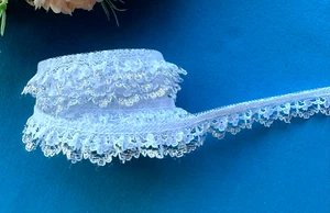 Bordo bianco/argento largo 1/2 pollice colore bordo arruffato prezzo per iarda - Foto 1 di 3