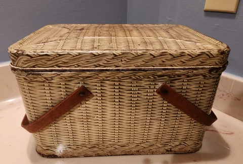 vintage metal picnic basket Cover