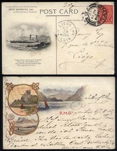1912 PORTREE Island of Skye DAVID MACBRAYNE Steamer card used to LIEGE, BELGIEN - Bild 1 von 1