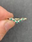 9Ct Gold Emerald & Diamond Wishbone Ring, 9K 375