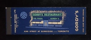1940s FULL LENGTH TAX STAMP Gordy's Restaurant King Street Sunnyside Toronto ON - Picture 1 of 2