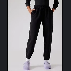 Athleta girl retro plush black sweatpant joggers USED - Picture 1 of 5