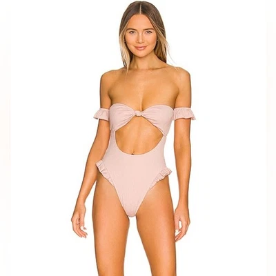 New Tularosa Revolve Elodie One Piece Mauve Tie Front Swimsuit Sz Medium - Image 1 of 4