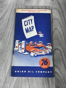 ORIGINAL CA. 1950er UNION 76 ÖL SAN FRANCISCO - OAKLAND EAST BAY STÄDTE KARTE - Bild 1 von 3