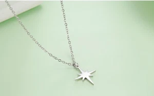 Edelstahl Kette Stern Polarstern Halskette Kugeln Damen Schmuck Filigran - Bild 1 von 3