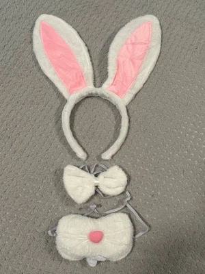 兔子服装配件套装:万圣节或复活节乐趣耳朵、领结和面具 — 第 1/4 张图片