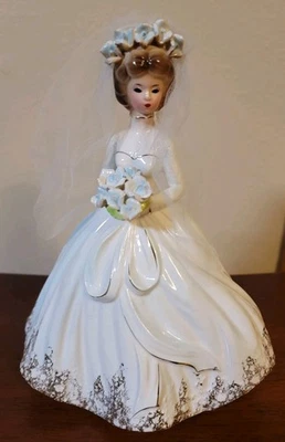 Figura de novia Josef Originals de colección rara 8" J-453 con velo de encaje con caja Foto 1 de 4