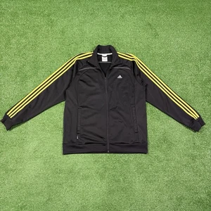 Vintage 2000s Adidas Black & Yellow Striped Full Zip Track Jacket Y2K Mens Large - Picture 1 of 24