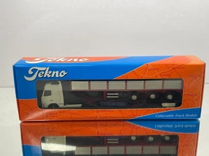 TEKNO HOLLAND VOLVO FH12 500 + FLOOR TRAILER WITH CRANE -WHITE 1:50- GOOD IN BOX - Picture 1 of 18
