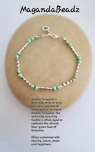 Dainty Handmade Artisan Howlite Turquoise Bracelet (8") - Picture 1 of 4
