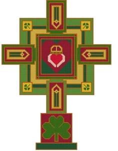KREUZSTICH + BASTELMUSTER St. Patricks irisches keltisches Kreuz Claddagh Herz Hände - Bild 1 von 17