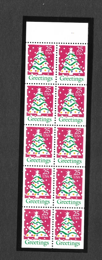US Stamps,  Scott 2516 "Christmas Tree" 10 ea. @25¢ Mint N/H - Image 1 of 1