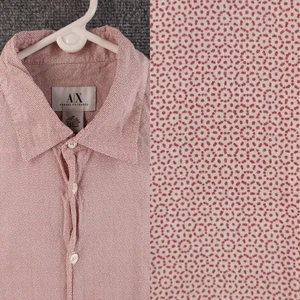 Armani Point Pink Cotton Medium Short Sleeve Shirt Designer Geometric Button Up - Picture 1 of 13