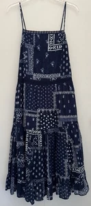 LUCKY BRAND Kleid Gr. M blau Stufen Flatter gefüttert Patchwork Swing Midi BOHO NEU - Bild 1 von 19