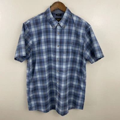 LEE Premium Select Shirt Mens Large Blue Plaid Short Sleeve Button Down Stretch - Image 1 of 4