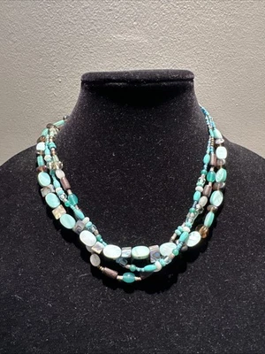 Silpada Sterling Silver Triple Strand Magnesite, Quartzite, Agate Necklace N2195 - Image 1 of 3