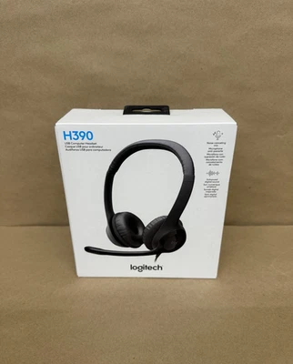 Brand New Logitech H390 USB Wired Computer Headset (981-000310) - Black - NEW - Image 1 of 4