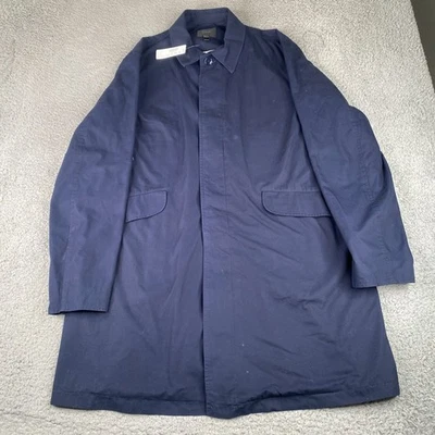 J. Crew Trench Coat Mens Large Blue Cotton Canvas Button Up NEW NWT - Image 1 of 4
