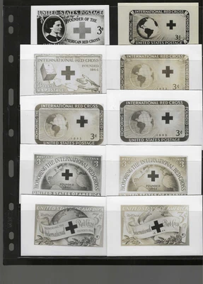 10 Publicity Photo Essays 3c Red Cross (1016) 9 UNAPPROVED DESIGNS - Image 1 of 4