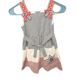 Girls Patriotic Dress By Counting Daisies Red White & Blue Size 6 - Picture 1 of 4